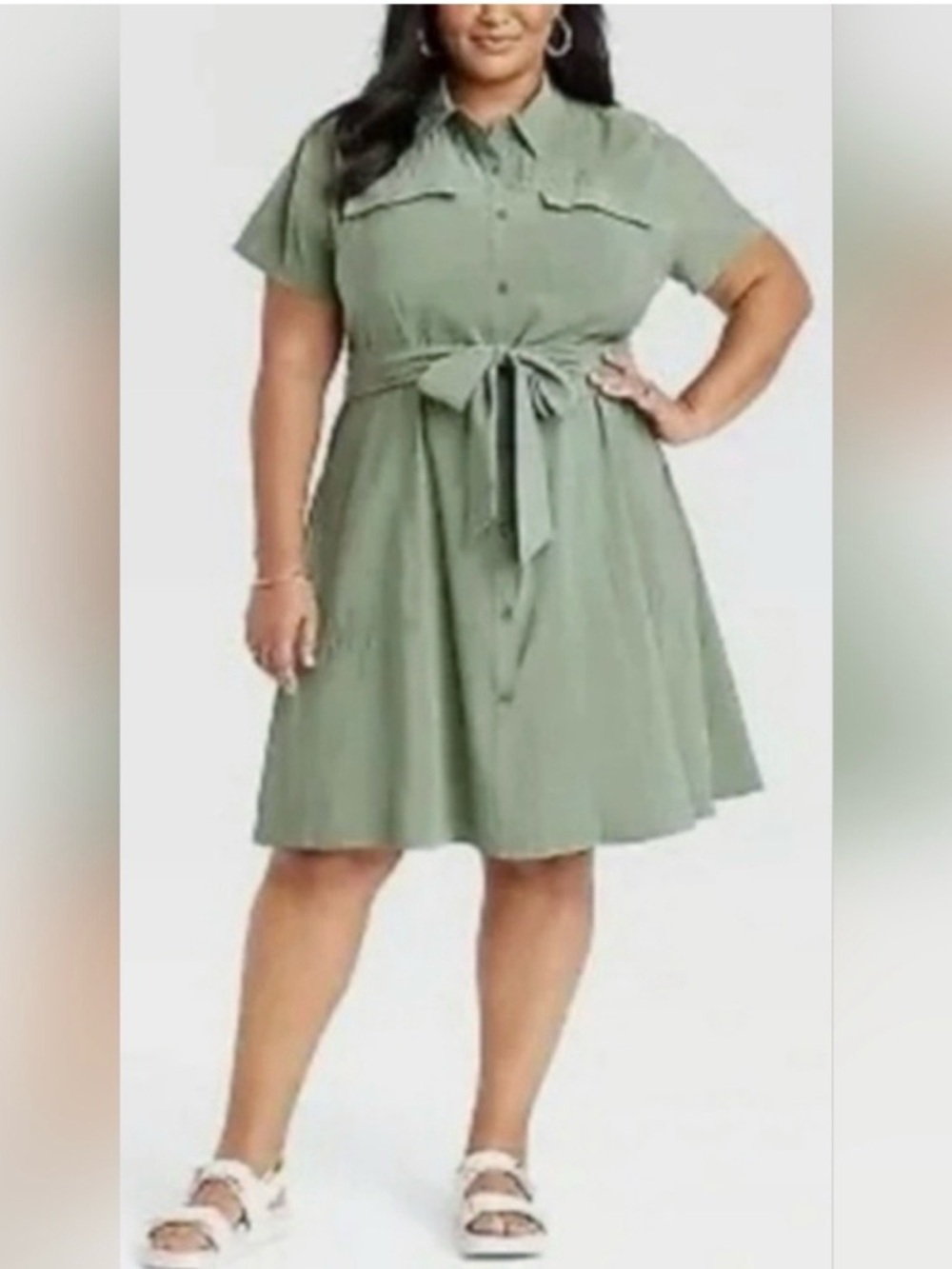 Ava & Viv Sage Green Shirt Dress